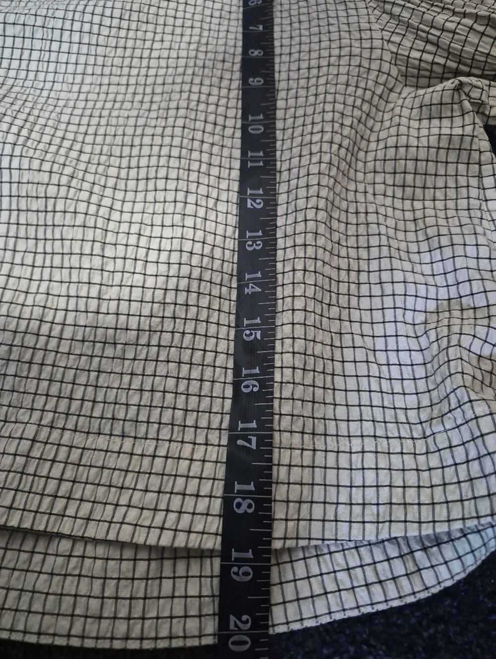 Zara Textured Windowpane Balloon Sleeve Open Back Blouse Cream Black